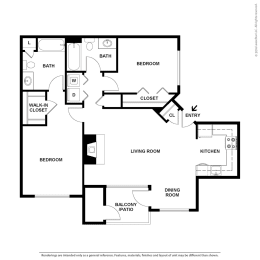 Crosspointe Apartments Two Bedroom Two Bathroom Floor Plan