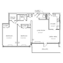 A black and white floor plan of a house with labeled rooms.