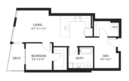 Vela Apartments D1 with Den Floor Plan