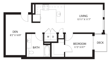 Vela Apartments D9 with Den Floor Plan