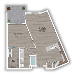 Discovery at the Realm Apartments 1C.1 2D Floor Plan