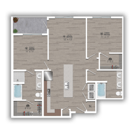 Discovery at the Realm Apartments 2B 2D Floor Plan