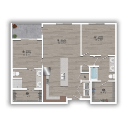 Discovery at the Realm Apartments 2C 2D Floor Plan