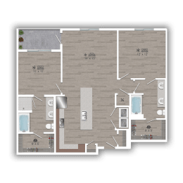 Discovery at the Realm Apartments 2H 2D Floor Plan