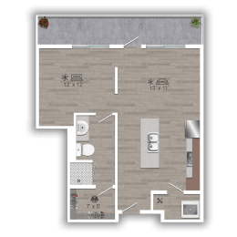 Discovery at the Realm Apartments Studio A 2D Floor Plan