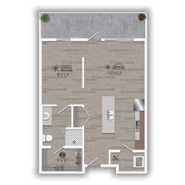 Discovery at the Realm Apartments Studio B 2D Floor Plan