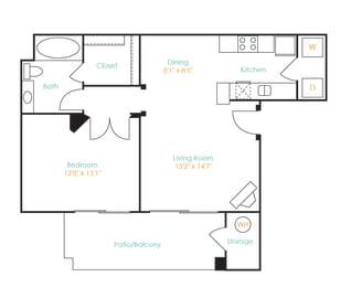 Desert Mirage 1 Bed 1 Bath Floor Plan