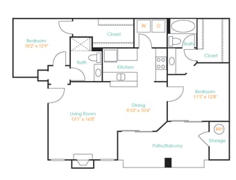 Desert Mirage 2 Bed 2 Bath A Floor Plan