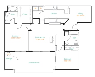 Desert Mirage 2 Bed 2 Bath B Floor Plan