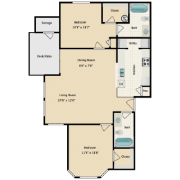 Little Tuscany Apartments D'Lusso Two Bedroom Floor Plan