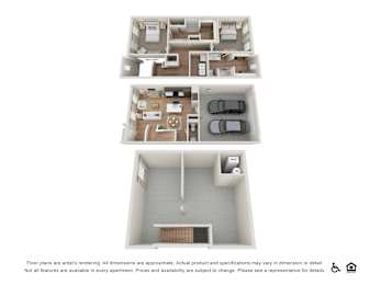 A floor plan of an apartment is shown with two bedrooms, a living room, a kitchen, and a bathroom.
