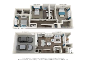 The Dylan Apartments TH 2 Floor Plan