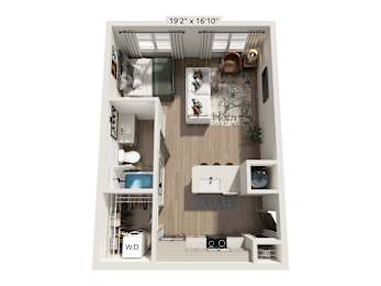 The Wrenley Apartments Charlotte, NC Studio Floor Plan A1