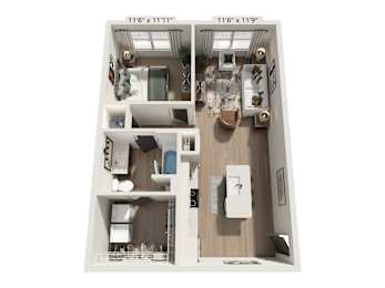 The Wrenley Apartments Charlotte, NC One Bedroom Floor Plan A2