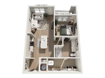 The Wrenley Apartments Charlotte, NC One Bedroom Floor Plan A3