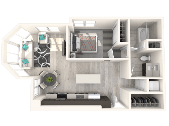 The Mercer Apartments Ellis One Bedroom One Bathroom Floor Plan