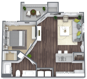 Equestrian Luxury Apartment Homes in Tucson, Arizona 1 Bed 1 Bath Floor Plan