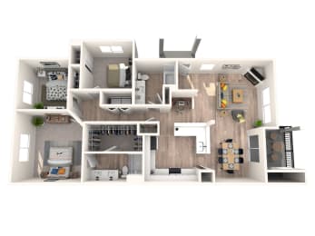 Evans Creek at Woodbridge Apartments in Redmond, Washington Willows Renovated Floor Plan