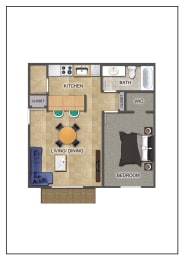  Floor Plan One Bedroom One Bath Expanded
