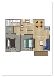  Floor Plan Two Bedroom One Bath Expanded