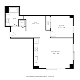 A black and white image of a floor plan for a home.