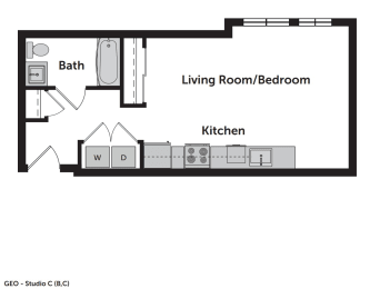 GEO Apartments Studio B Floor Plan