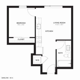 Gridline Apartments 1x1 A Floor Plan