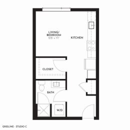 Gridline Apartments Studio C Floor Plan