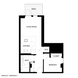 Gridline Apartments in Seattle, Washington 1x1 F Floor Plan