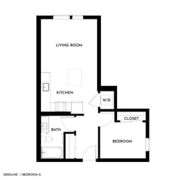 Gridline Apartments in Seattle, Washington 1x1 G Floor Plan