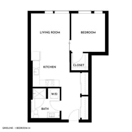 Gridline Apartments in Seattle, Washington 1x1 M Floor Plan