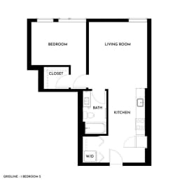 Gridline Apartments in Seattle, Washington 1x1 S Floor Plan