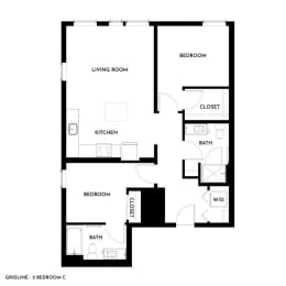 Gridline Apartments in Seattle, Washington 2 Bedroom C Floor Plan