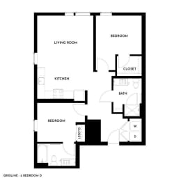 Gridline Apartments in Seattle, Washington 2 Bedroom D Floor Plan