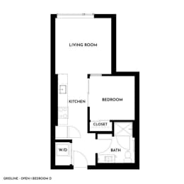 Gridline Apartments in Seattle, Washington Open 1 D Floor Plan