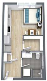 Gridline Apartments in Seattle, WA Studio Floor Plan