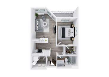 Harbor Sky Apartments in Portland, Oregon 1x1 A Floor Plan