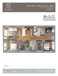 The Hayes on Stone Way Apartments Floor Plan 2X2 + Den C5.A at The Hayes on Stone Way, Seattle, Washington