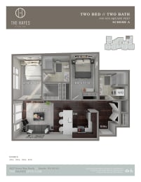 The Hayes on Stone Way Apartments Floor Plan Open 2X2 C2 at The Hayes on Stone Way, Seattle, Washington
