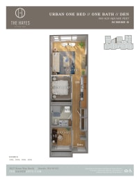 The Hayes on Stone Way Apartments Floor Plan Open + Den 9 at The Hayes on Stone Way, Seattle, WA, 98103