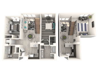 The Mercer Apartments Homestead Two Bedroom Two Bathroom Floor Plan