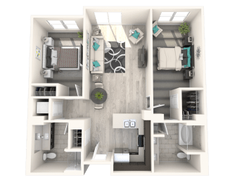 The Mercer Islandcrest West Two Bedroom Two Bathroom Floor Plan