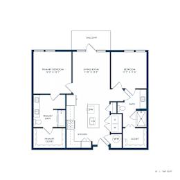 Jovie Lakeway Apartments in Lakeway, Texas Two Bedroom Floor Plan