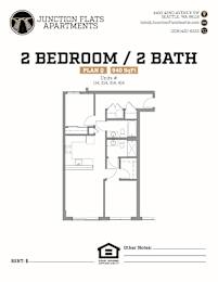 Junction Flats and Landing Apartments in Seattle, Washington 2 Bedroom Floor Plan