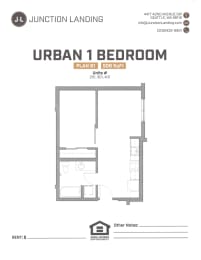 Junction Flats and Landing One Bedroom F Landing MFTE Floor Plan