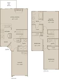 A floor plan of a house with a living room, dining room, kitchen, and three bedrooms.