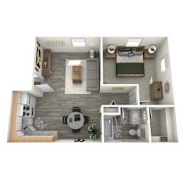 Icon on Headley Apartments in Tucson, Arizona 1 Bedroom Floor Plan