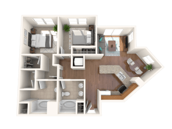 The Mercer Apartments Mercerdale Two Bedroom Two Bathroom Floor Plan