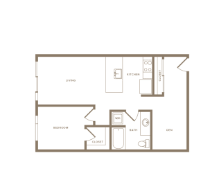 1 bedroom 1 bath floor plan K at Wilcox, Seattle