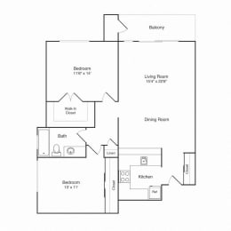 Floor Plan  2x1 B Renovated